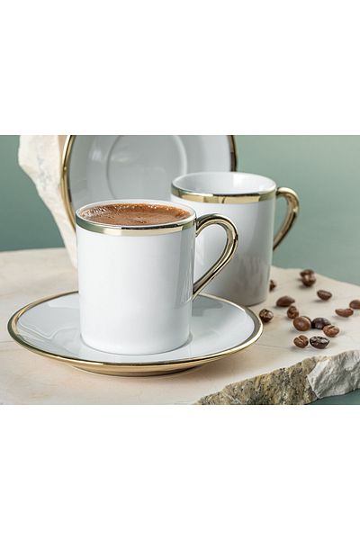 English Home Beti Porcelain 2-Piece Coffee Oven Set 80 Ml Gold
