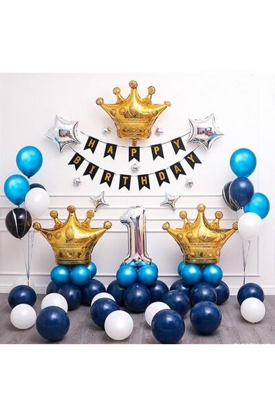 MFM Set de baloane din folie de argint pentru ziua de naștere, cu coroană de ...