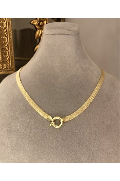 emy by emel luxury silver jewelry Altın Kaplama Kilit Detaylı Pırıltılı Yassı...