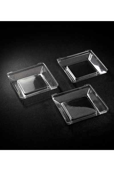 14Süs Plastic Crystal Mini Square Plate 6x6cm - 50 Pieces (1 Pack)