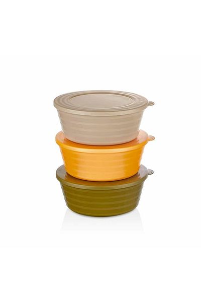 ARMEK CLEAN Round Bowl Storage Container with Lid 3 Pieces Colorful