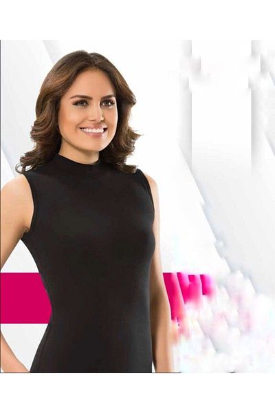 KOTA Women's Black Half-Neck Zero Sleeve Body