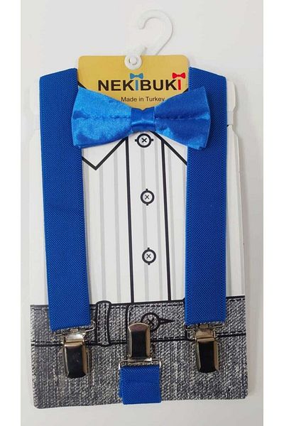 NEKİBUKİ Set papion Saks cu bretele albastre pentru baieti