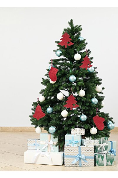 Genel Markalar Yılbaşı Figürlü Yılbaşı Ağaç Süsü Ince Keçe 8cm (6LI PAKET) Kırmızı