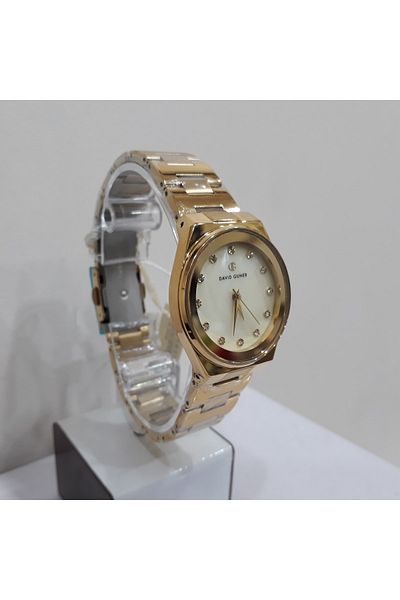 DAVID GUNER ساعة يد بسوار من الفولاذ المقاوم للصدأ باللون الذهبي DG-8372LA-B4