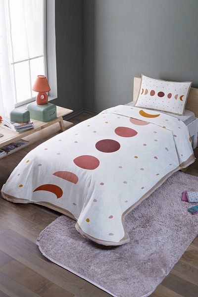 EVPANYA Set de cuvertură de pat și piqué de o persoană cu model Moon Tropic