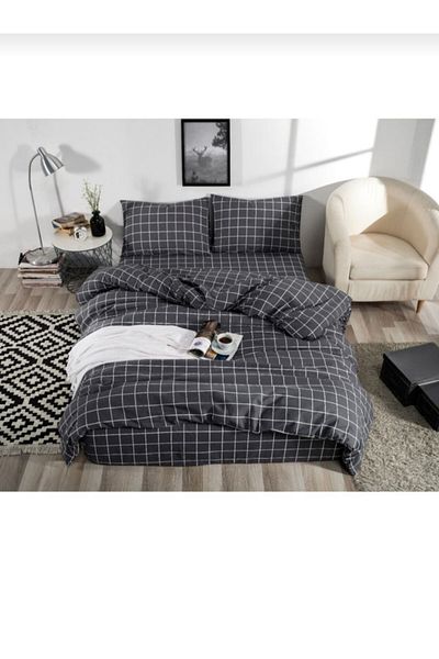 Kaan Double Smoked Checked Duvet Cover Set 3 Pieces