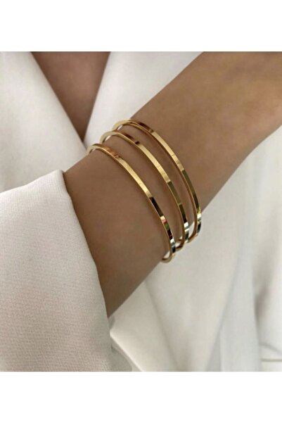 Nutly Accessories Gold Renk 3’lü Ajda Bilezik Bileklik