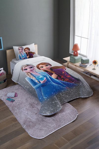 EVPANYA Σετ μονό κάλυμμα και πικέ με μοτίβο Grey Floor Princesses
