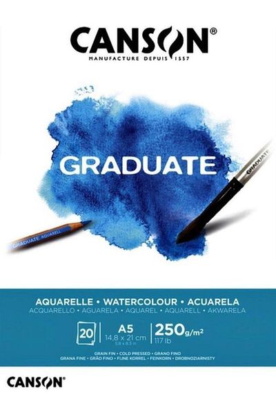 Canson Water Color Block Graduate 20 Pages A5 250 gr