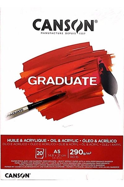 Canson Drawing Block Graduate Oil Paint and Acrylic 20 Sy A5 290 Gr