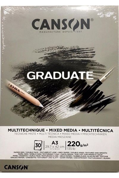 Canson كتلة رسم متدرجة Mix Media Gray 30 Sy A3 220 Gr