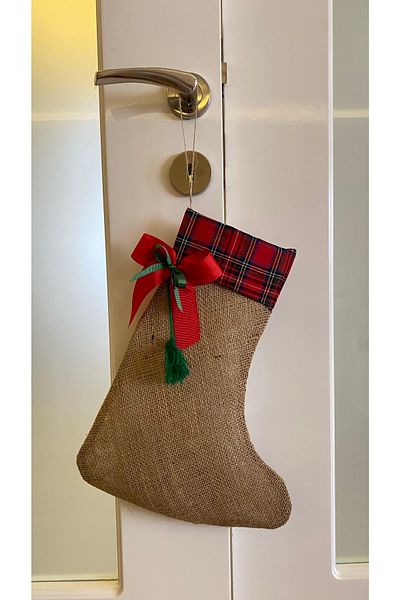 White Alamode Christmas Jute Sock Ornament