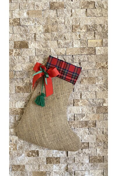 White Alamode Στολίδι Πρωτοχρονιάτικη Κάλτσα από Γιούτα