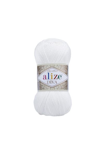 Alize Diva Mercerized String - Χρωματικός κωδικός 55 Χρώμα Λευκό - 100 Γρ. 350 Μ