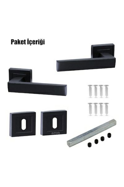ARON Castle Lama Stainless Matte Black Square Badge Interior (Room) Door Handle 1 Set