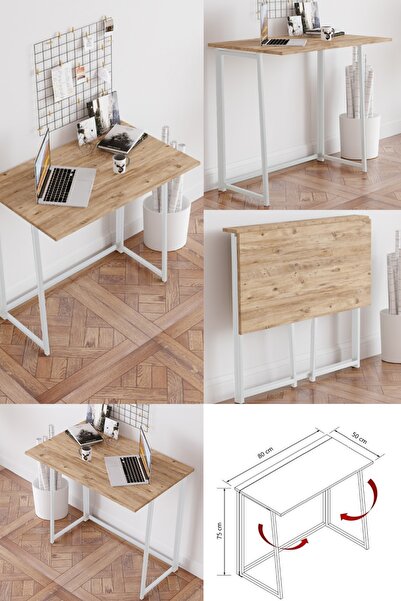 YüceerHome Vento Katlanır Çalışma Masası Katlanabilir Pratik Çalışma Masası B...