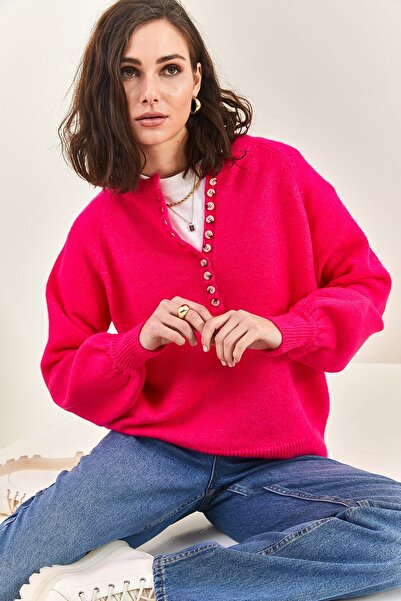 Bianco Lucci Kadın Yakası Ilikli Balıkçı Yaka Triko Kazak