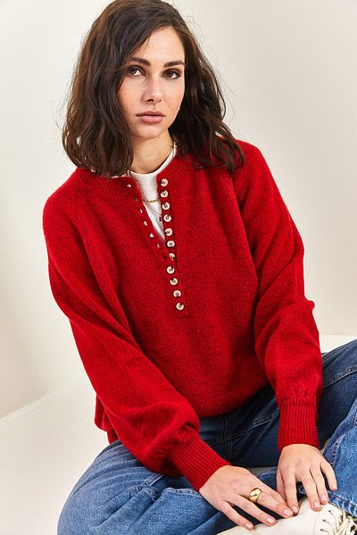 Bianco Lucci Damen-Strickpullover mit Knopfloch-Rollkragenpullover