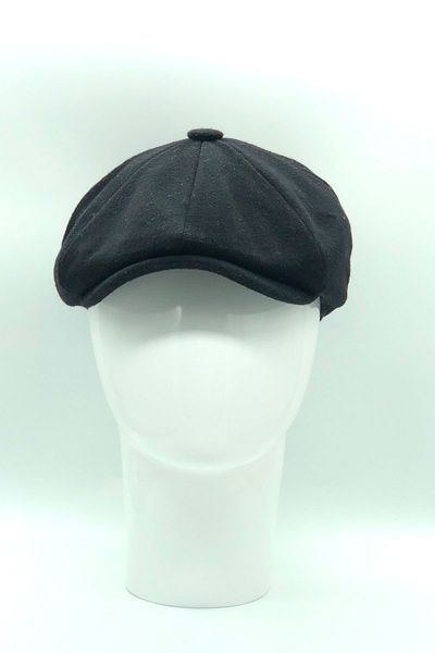 Hoppe Winter Black Wool Cashmere British Style 8 Piece Peaky Blinders Cap