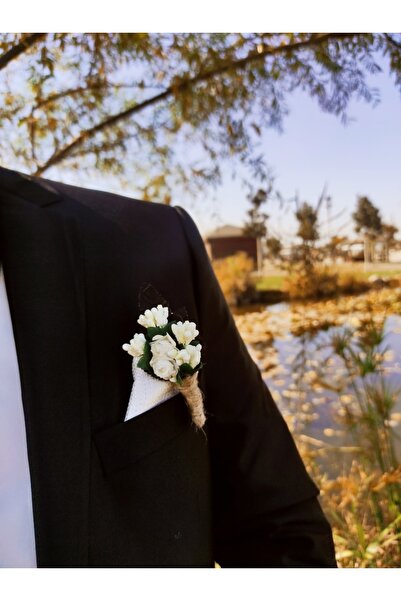ecrin tuhafiye hobi Ekru Çiçekli Damat Yaka Çiçeği