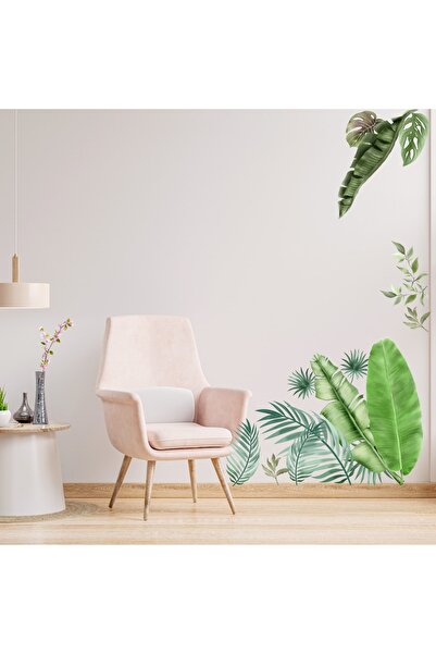 Aysprint Set de autocolante de perete tropicale în culori pastel