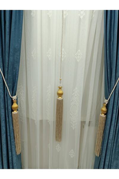 TİEBACK Fon Perde Tavan Bağlama Kuka Braçol Perde Seti Nohut