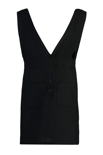 Trendyol Curve V-Neck Black Tweed Plus Size Mini Dress - TBBAW23AH00193