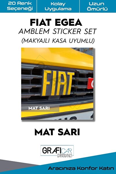 GRAFİCAR Fiat Egea Amblem Kaplama Sticker Set - Makyajlı Kasa Uyumlu/mat Taks...