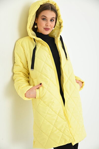 VOLT CLOTHİNG Γυναικείο μακρύ παλτό με καπιτονέ σχέδιο μπακλαβά