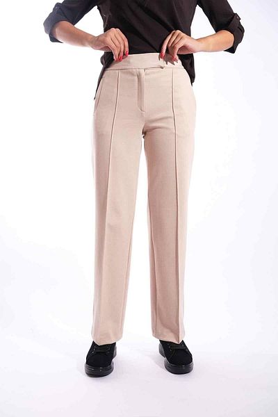 Blues Outlet Women's Classic Cut Knitted Trousers-beige