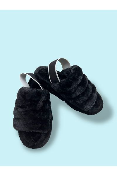 PLUSH STUDIO -s-βελούδινες παντόφλες Lutur Εισαγόμενο ύφασμα, Παντόφλες για το σπίτι Μαύρες