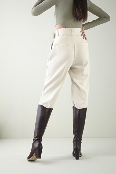 AYAKKABI PRENSİ Zeyna Kahverengi Mat 8 Cm Kadın Çizme, Topuklu Çizme