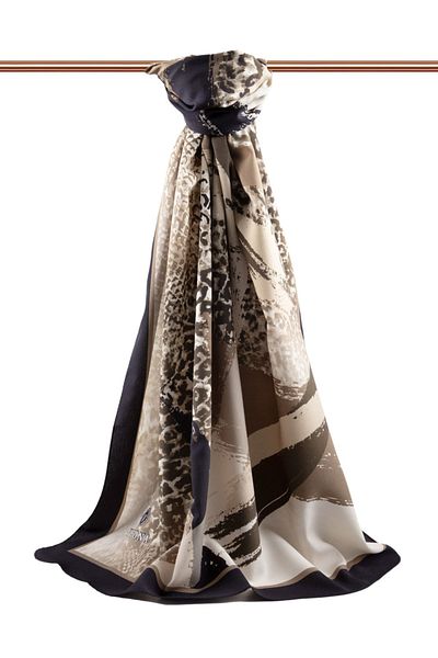 Vissona Γυναικείο Luxury Medina Silk Shawl Beige - Μαύρο