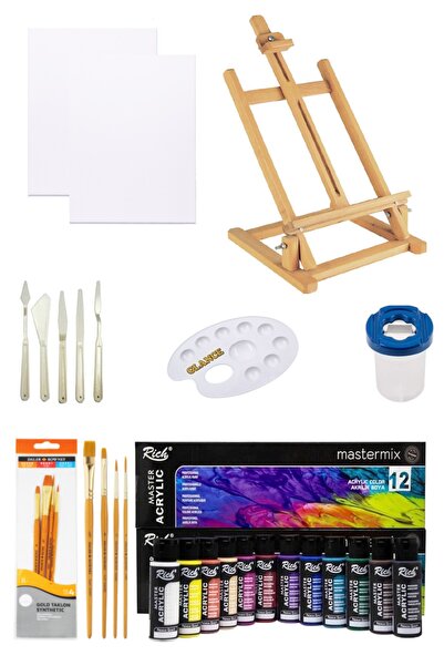 okulima Masaüstü Şövale Rich Master Mix 60 Cc Akrilik 12 Li Set