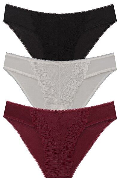 papatya lingerie Комплект от 3 броя бикини, смесени от тюл и дантела отпред и...