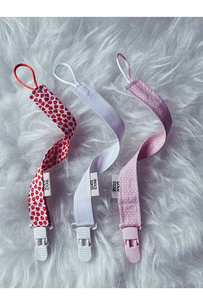 GOER STORE 3-Piece Soft Color Patterned Colorful 100% Cotton Fabric Baby Pacifier Strap Set