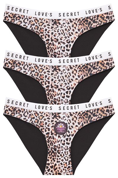 papatya lingerie Chiloți cu model Lepar, negru, cu spatele plat, 3''