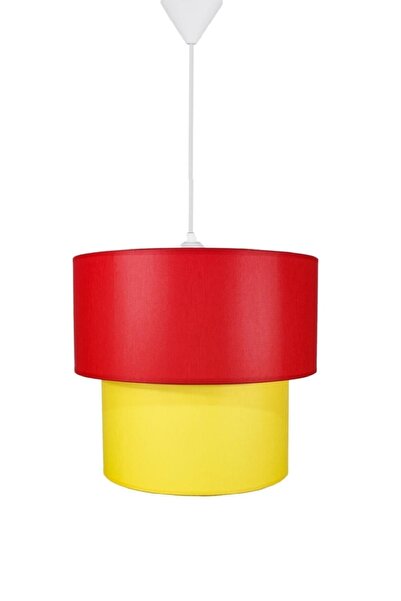 ŞENAY AYDINLATMA Taraftar Ikili Silindir Kumaş Sarkıt-sarı Kırmızı