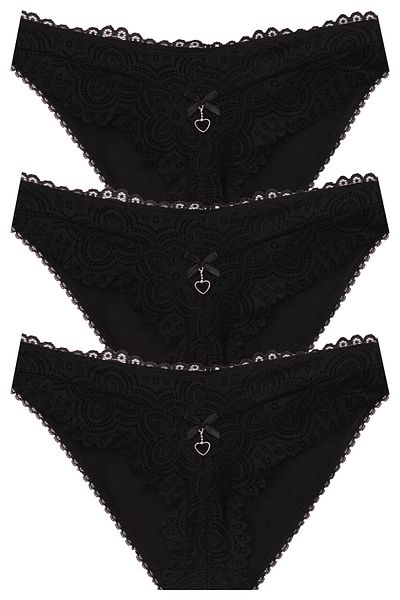 papatya lingerie 3'' Lace Fancy Panties with Heart Accessories