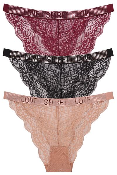 papatya lingerie 3'' Love Secret Written Waist Дамски бикини с щампи от дантела