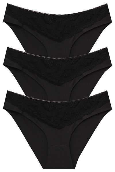 papatya lingerie سراويل داخلية ميكرو ليزر مكونة من 3 قطع مع تفاصيل دانتيل على الخصر