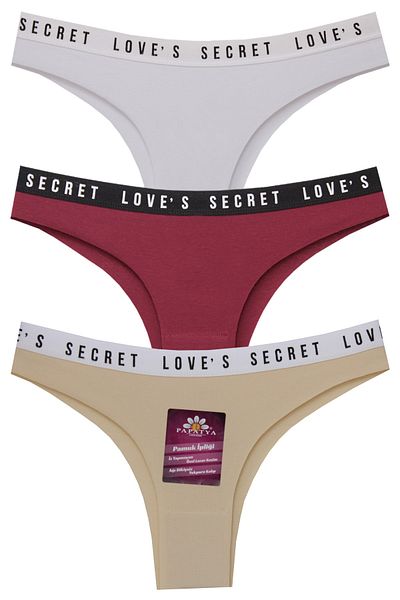 papatya lingerie Chiloți din bumbac scris Love Secret de 3 inchi, fără marcaj, cu model brazilian