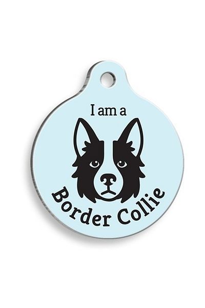 Kef 3 cm Blue Border Collie Round Dog Tag