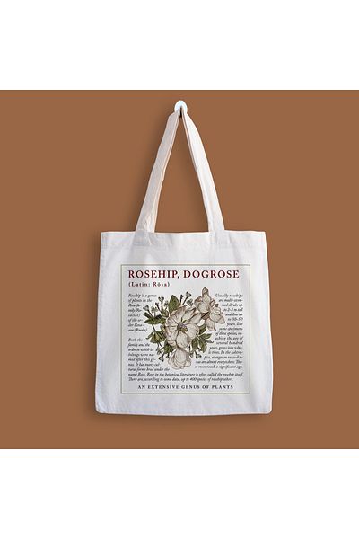 designedfy Rosehip Flower Printed Cloth Bag