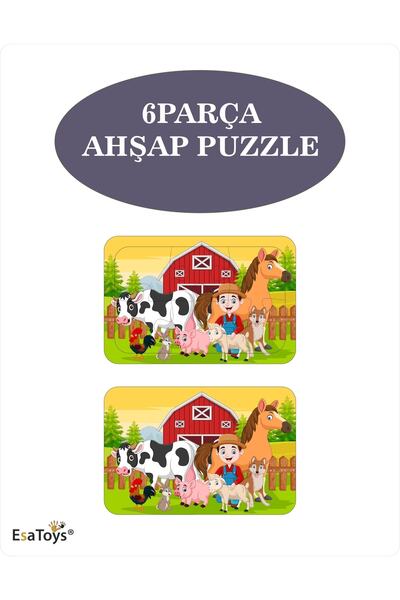 esatoys Ahşap Çocuk Puzzle 6 Parça