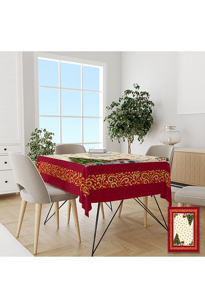 yok yok evim eve dair her şey Christmas Red Shawl Patterned Tablecloth