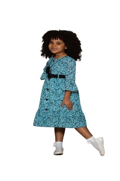 GÜLÜCÜK Kids Girl Floral Chiffon Dress 854 Blue Age 12