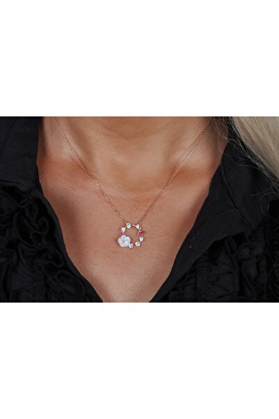 EZİLA SİLVER Manolya Kelebkli Çiçekli Gümüş Kolye