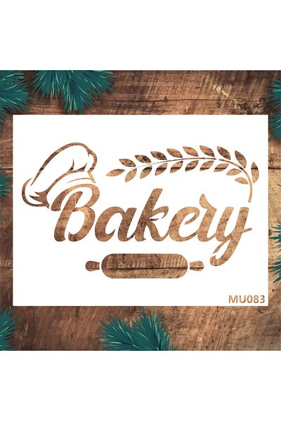 STENCİLTASARIM Mu083 Stencil Design - Bakery Wall Wooden Glass Painting Pattern